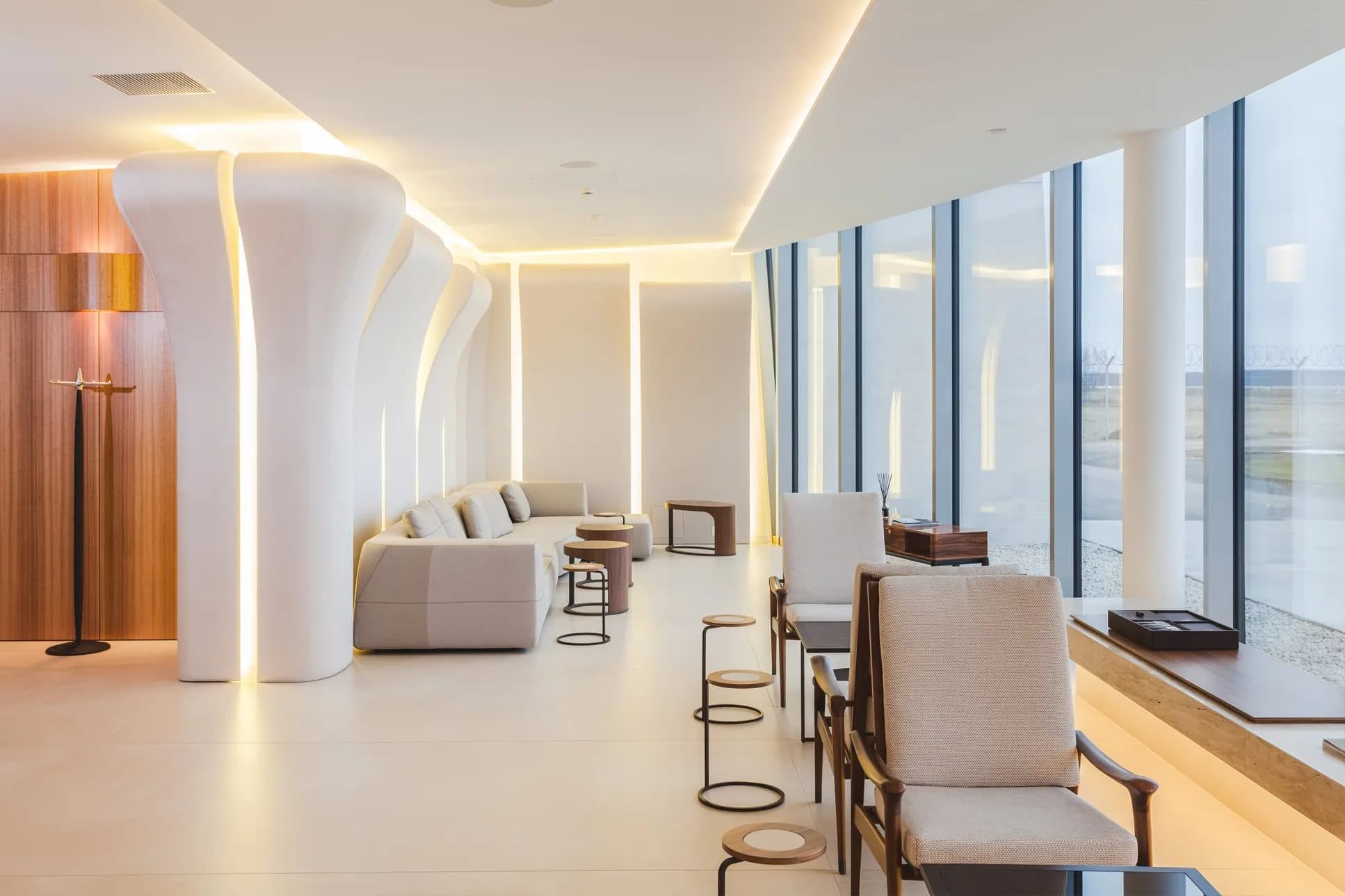 Boarding lounge by the windows